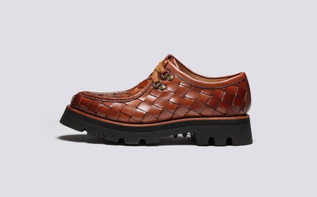 Grenson Clark | Mens Derby Shoes In Tan Woven Leather