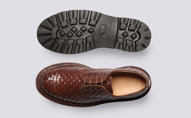 Grenson Curt | Mens Derby Shoes In Brown Woven Leather