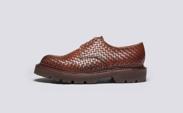 Grenson Curt | Mens Derby Shoes In Brown Woven Leather