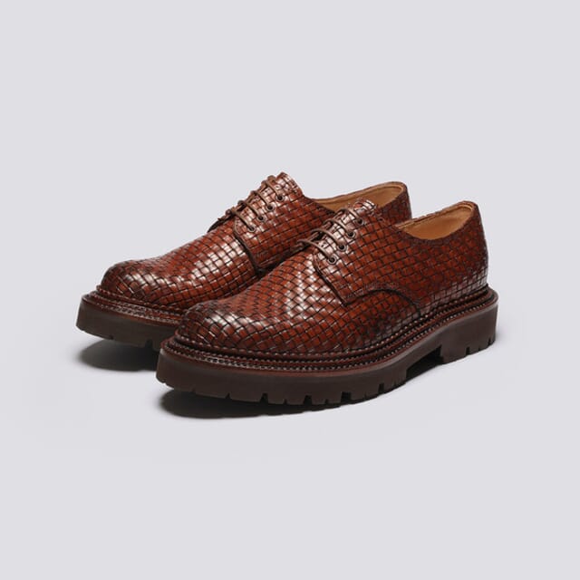 Grenson Curt | Mens Derby Shoes In Brown Woven Leather