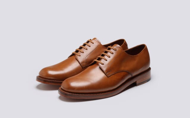 grenson Curt | Mens Derby Shoes in Light Tan Dipped Leather