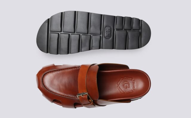Grenson Dale | Clogs For Men In Tan Leather With Rubber Sole