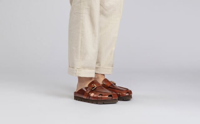 Grenson Dale | Clogs For Men In Tan Leather With Rubber Sole
