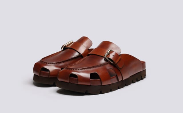 grenson Dale | Clogs for Men in Tan Leather with Rubber Sole