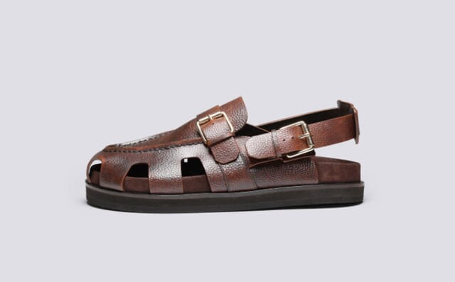 Grenson Daley | Clog Sandals For Men In Brown Grain Leather