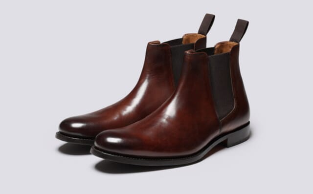 grenson Declan | Mens Chelsea Boots in Dark Brown Leather