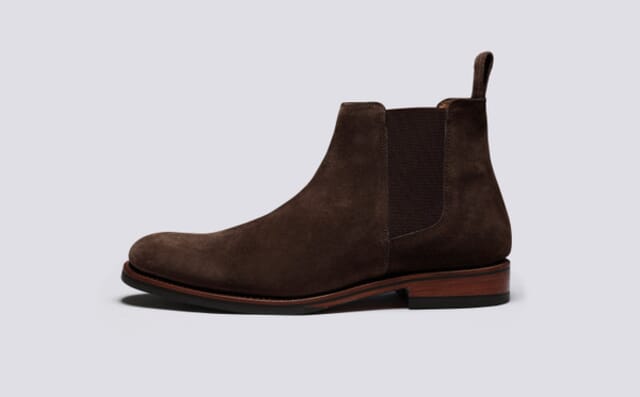 Grenson Declan | Mens Chelsea Boots In Dark Brown Suede