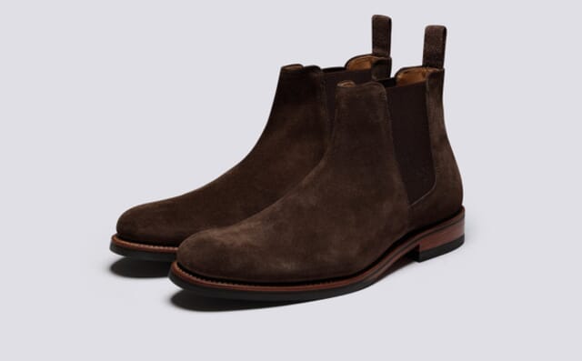 grenson Declan | Mens Chelsea Boots in Dark Brown Suede