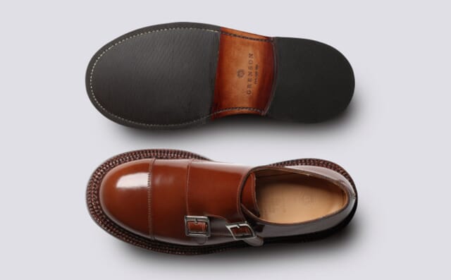 Grenson Diggery | Mens Triple Welt Monk Shoes In Mid Brown