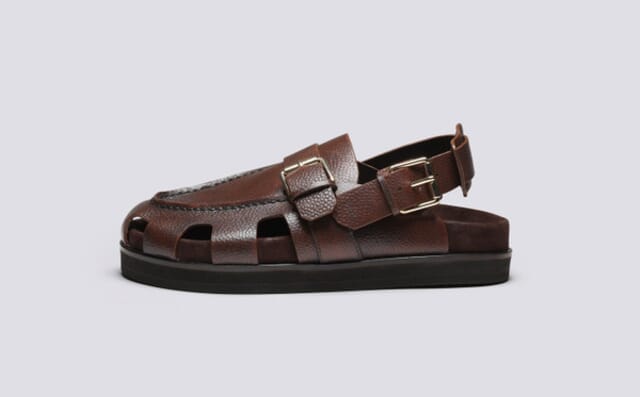 Grenson Dorrit | Clog Sandals For Women In Brown Grain Leather