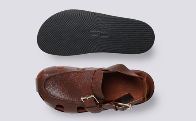 Grenson Dorrit | Clog Sandals For Women In Tan Grain Leather