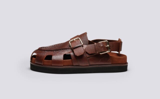 Grenson Dorrit | Clog Sandals For Women In Tan Grain Leather