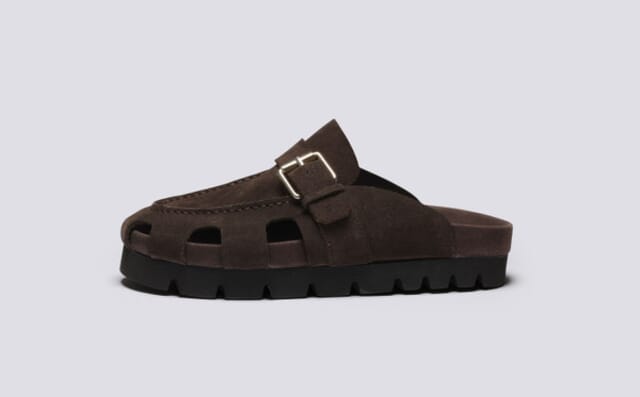 Grenson Dotty | Clog Sandals For Women In Brown Suede