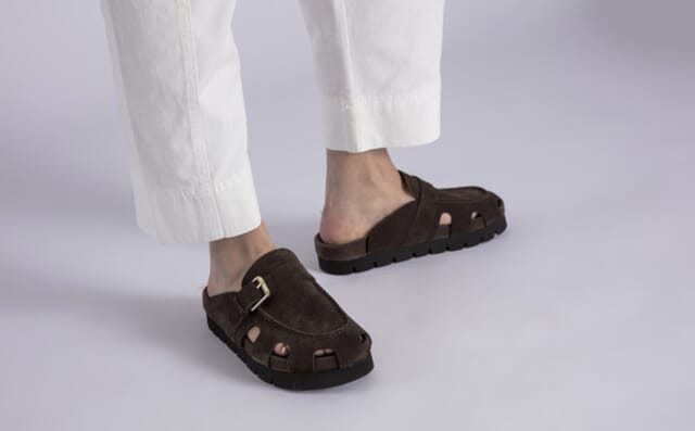 Grenson Dotty | Clog Sandals For Women In Brown Suede