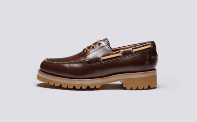 Grenson Dunstan | Mens Boat Shoes In Chestnut Pull Up Leather