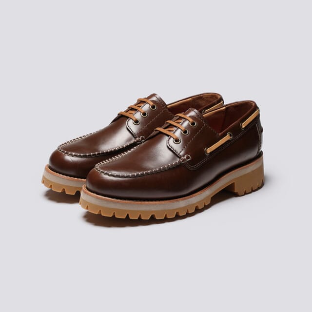 Grenson Dunstan | Mens Boat Shoes In Chestnut Pull Up Leather