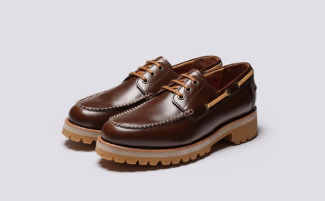 grenson Dunstan | Mens Boat Shoes in Chestnut Pull Up Leather