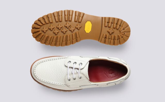 grenson Dunstan | Mens Boat Shoes In White Grain Leather