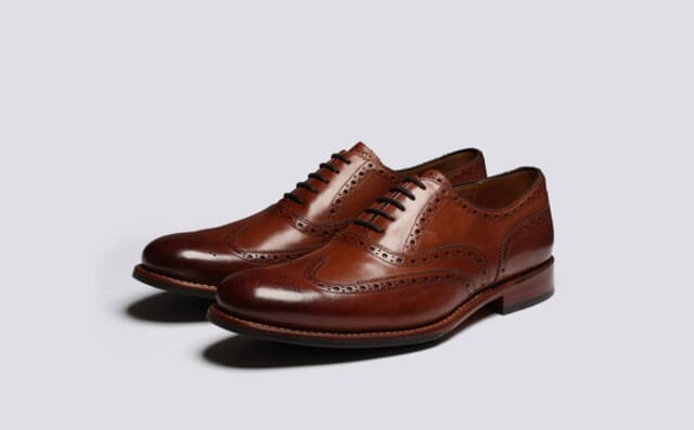 grenson Dylan | Mens Brogues in Tan Handpainted Leather