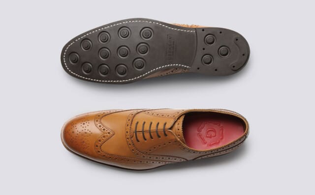 Grenson Dylan | Mens Oxford Brogues In Tan Calf Leather Shoes