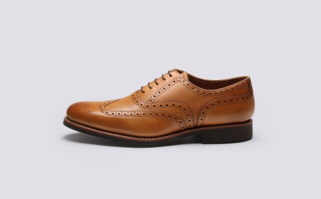 Grenson Dylan | Mens Oxford Brogues In Tan Calf Leather Shoes