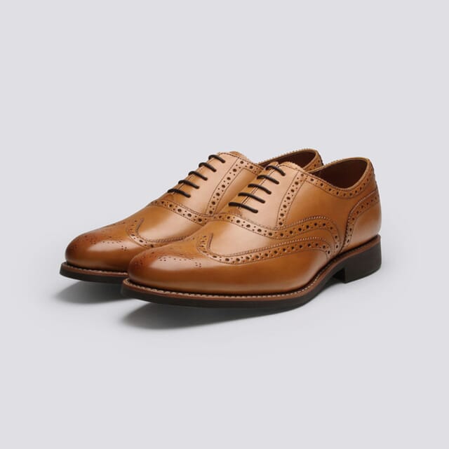Grenson Dylan | Mens Oxford Brogues In Tan Calf Leather Shoes
