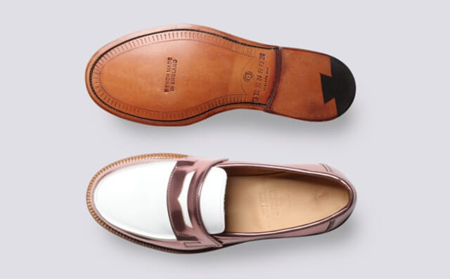 Grenson Epsom | Womens Loafers In Rose Gold And White