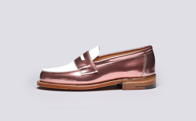 Grenson Epsom | Womens Loafers In Rose Gold And White