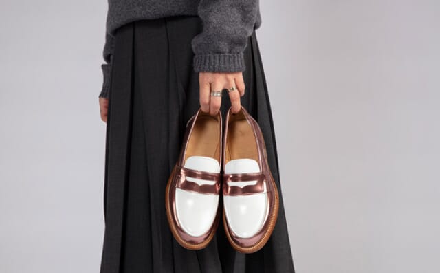 Grenson Epsom | Womens Loafers In Rose Gold And White