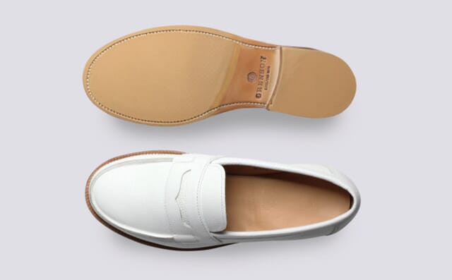 Grenson Epsom | Womens Loafers In White Grain Leather