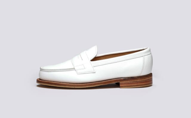 Grenson Epsom | Womens Loafers In White Grain Leather