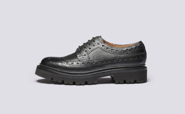 Grenson Evadne | Womens Brogues In Black Grain Leather