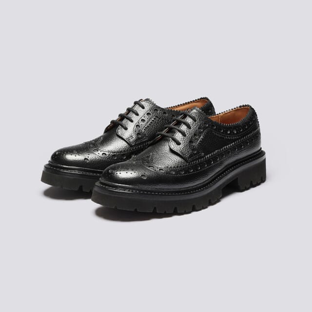 Grenson Evadne | Womens Brogues In Black Grain Leather