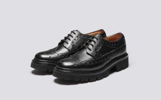 grenson Evadne | Womens Brogues in Black Grain Leather