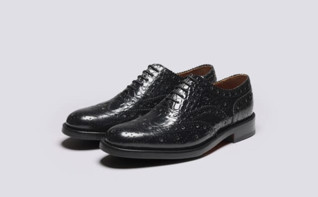 grenson Evangeline | Womens Brogues in Black Printed Leather
