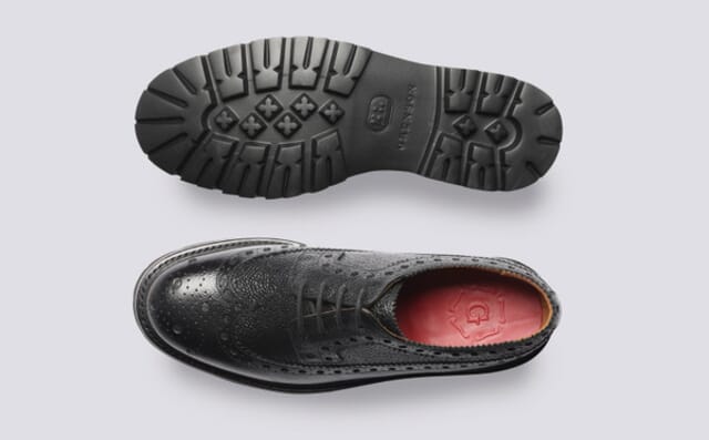 Grenson Everett | Mens Brogues In Black Grain Leather