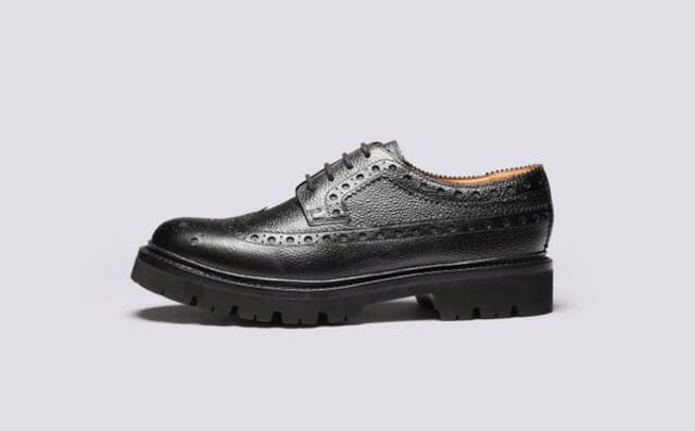 Grenson Everett | Mens Brogues In Black Grain Leather