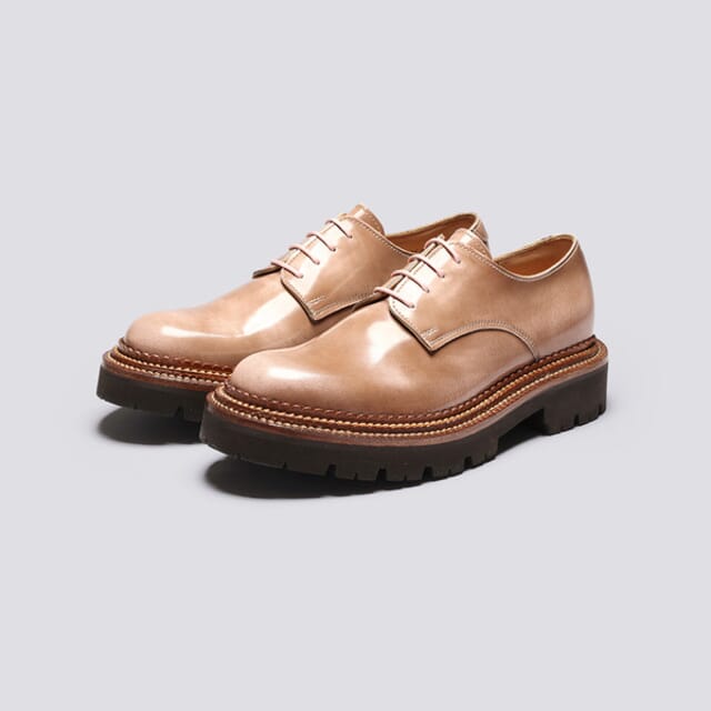 Grenson Evie | Womens Derby Shoes In Pink With Triple Welt