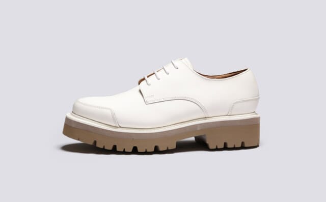 Grenson Evie | Womens Derby Shoes In White Rubberised Leather