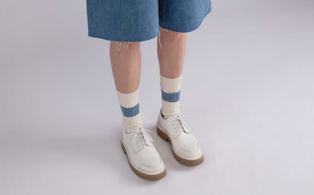 Grenson Evie | Womens Derby Shoes In White Rubberised Leather