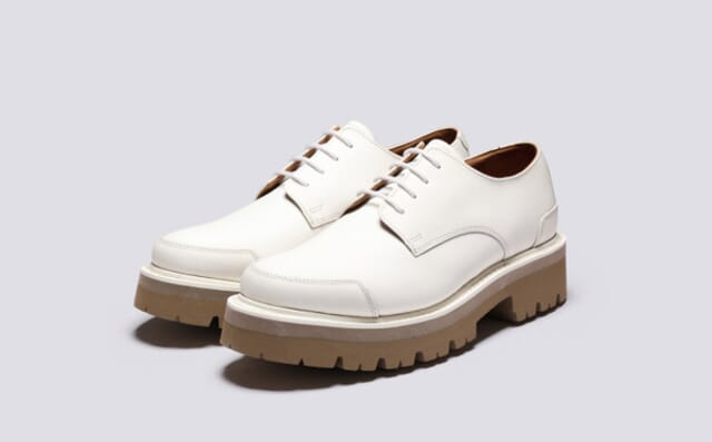 grenson Evie | Womens Derby Shoes in White Rubberised Leather