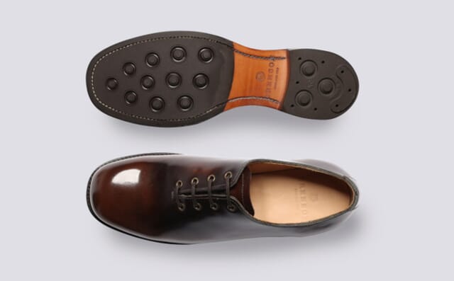 Grenson Fairfax | Mens Wholecut Oxford Shoes In Dark Brown Leather