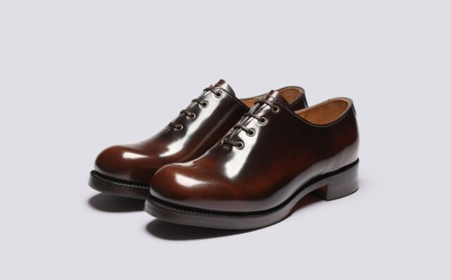 grenson Fairfax | Mens Wholecut Oxford Shoes in Dark Brown Leather