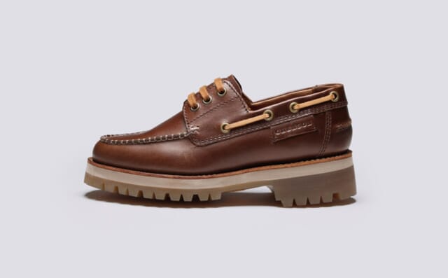 Grenson Ferne | Womens Boat Shoes In Chestnut Pull Up Leather