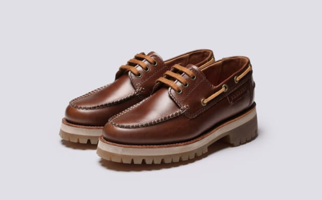 grenson Ferne | Womens Boat Shoes in Chestnut Pull Up Leather