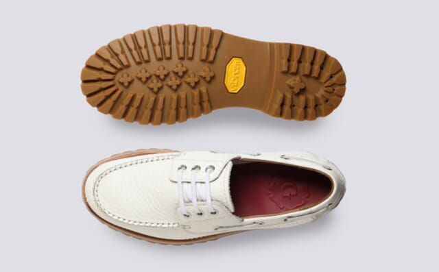 Grenson Ferne | Womens Boat Shoes In White Grain Leather