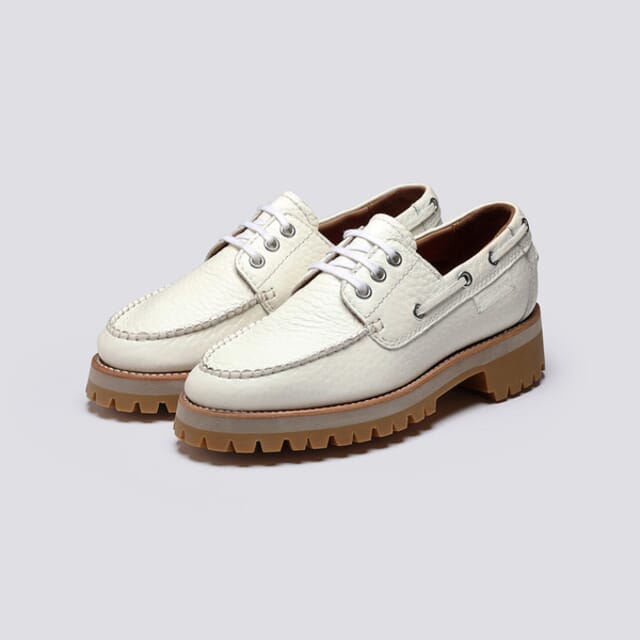 Grenson Ferne | Womens Boat Shoes In White Grain Leather
