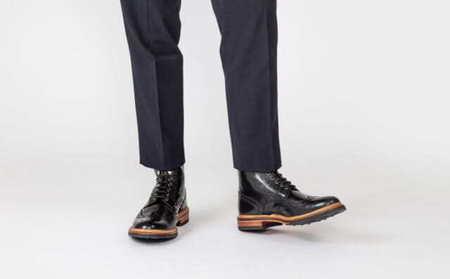 Grenson Fred | Mens Brogue Boots In Black Colorado Leather