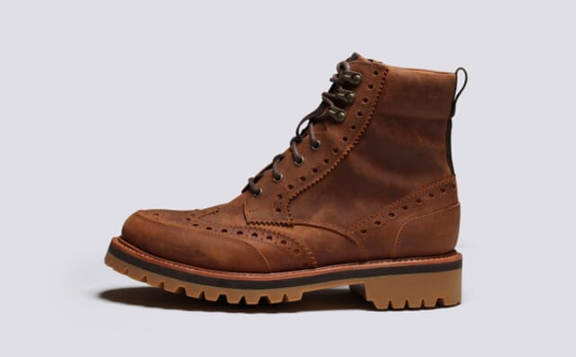 Grenson Fred WP | Mens Brogue Boots Dark Tan Waterproof