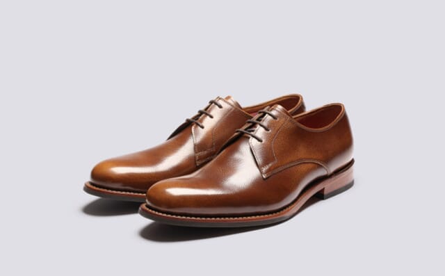 grenson Gardner | Mens Derby Shoes in Tan Grain Leather